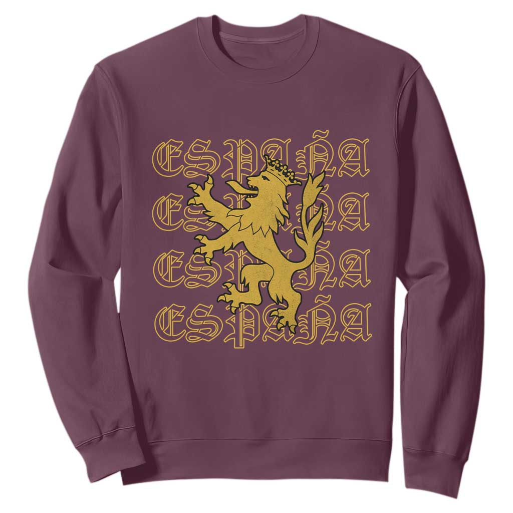 Spain Espana Heraldic Lion Pride Sweatshirt TS14 Maroon Print Your Wear
