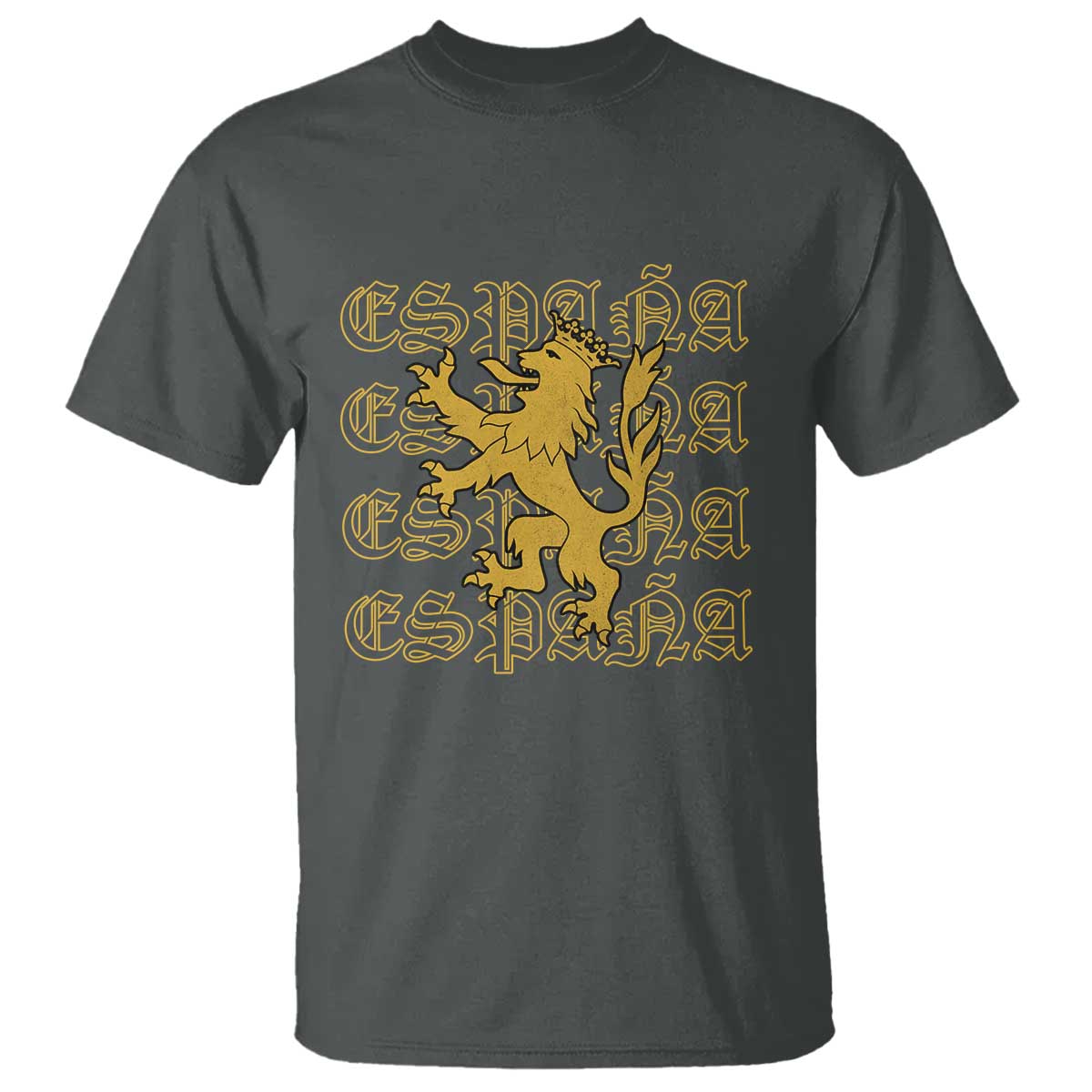 Spain Espana Heraldic Lion Pride T Shirt TS14 Dark Heather Print Your Wear