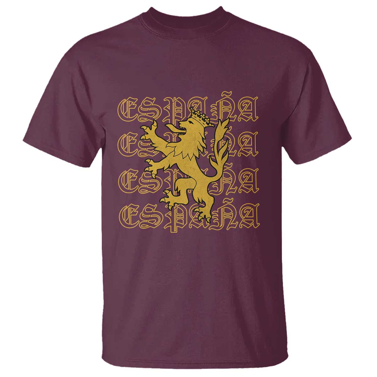 Spain Espana Heraldic Lion Pride T Shirt TS14 Maroon Print Your Wear