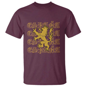 Spain Espana Heraldic Lion Pride T Shirt TS14 Maroon Print Your Wear