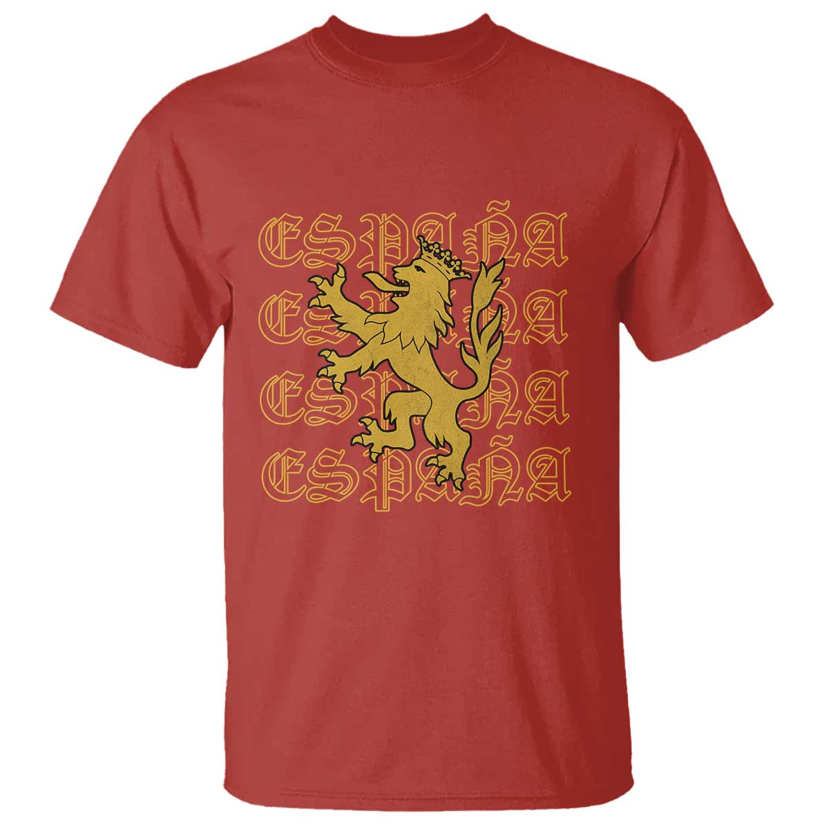 Spain Espana Heraldic Lion Pride T Shirt TS14 Red Print Your Wear