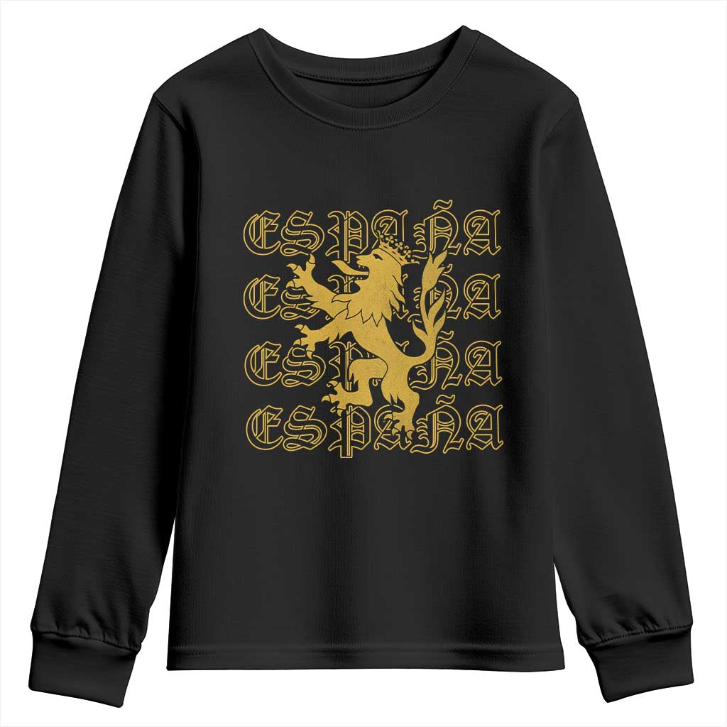 Spain Espana Heraldic Lion Pride Youth Sweatshirt TS14 Black Print Your Wear