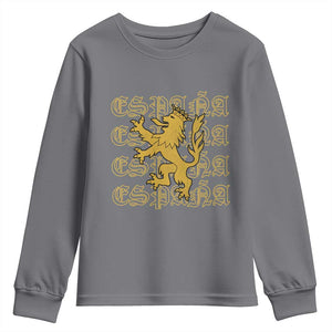 Spain Espana Heraldic Lion Pride Youth Sweatshirt TS14 Charcoal Print Your Wear