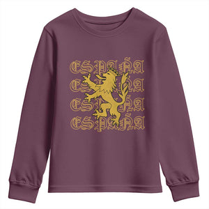 Spain Espana Heraldic Lion Pride Youth Sweatshirt TS14 Maroon Print Your Wear