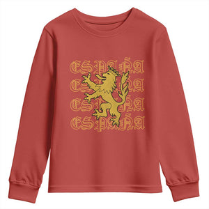 Spain Espana Heraldic Lion Pride Youth Sweatshirt TS14 Red Print Your Wear