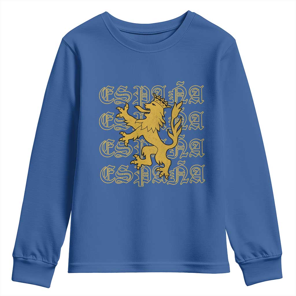 Spain Espana Heraldic Lion Pride Youth Sweatshirt TS14 Royal Blue Print Your Wear