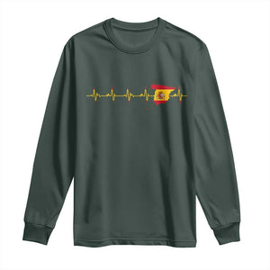 Spain Heartbeat EKG Espana Spanish Flag Map Long Sleeve Shirt TS14 Dark Forest Green Print Your Wear