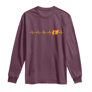 Spain Heartbeat EKG Espana Spanish Flag Map Long Sleeve Shirt TS14 Maroon Print Your Wear