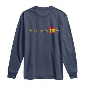 Spain Heartbeat EKG Espana Spanish Flag Map Long Sleeve Shirt TS14 Navy Print Your Wear