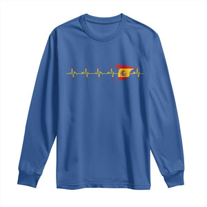 Spain Heartbeat EKG Espana Spanish Flag Map Long Sleeve Shirt TS14 Royal Blue Print Your Wear
