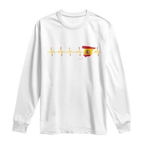 Spain Heartbeat EKG Espana Spanish Flag Map Long Sleeve Shirt TS14 White Print Your Wear