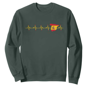 Spain Heartbeat EKG Espana Spanish Flag Map Sweatshirt TS14 Dark Forest Green Print Your Wear