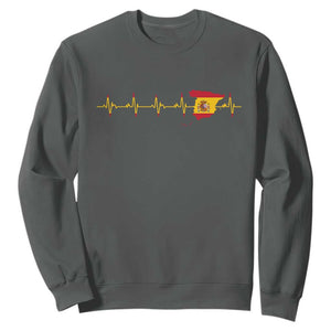 Spain Heartbeat EKG Espana Spanish Flag Map Sweatshirt TS14 Dark Heather Print Your Wear