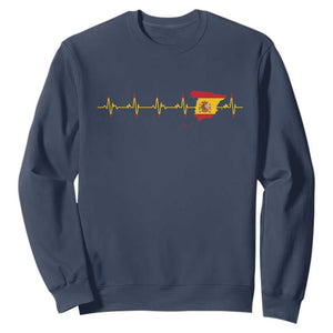 Spain Heartbeat EKG Espana Spanish Flag Map Sweatshirt TS14 Navy Print Your Wear