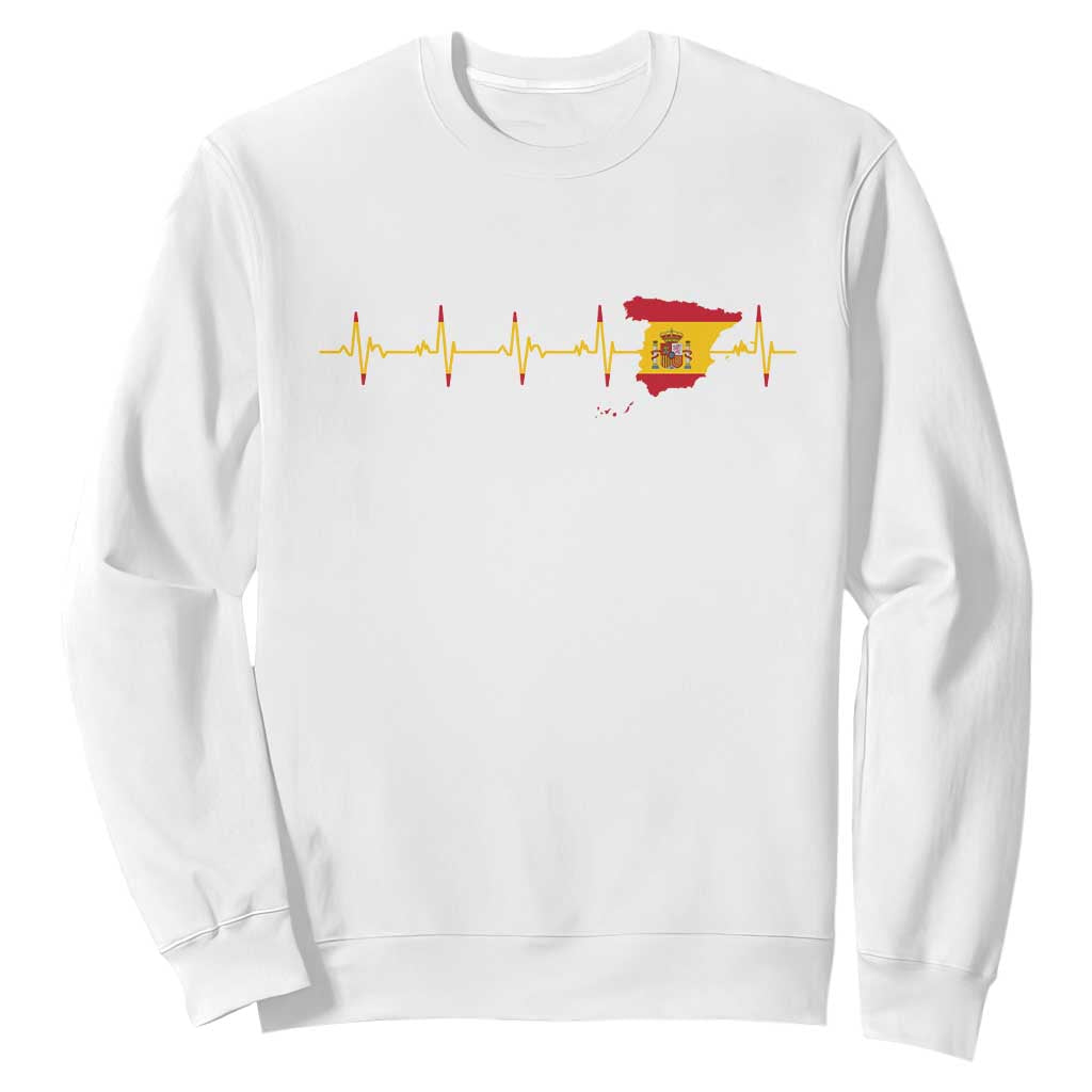 Spain Heartbeat EKG Espana Spanish Flag Map Sweatshirt TS14 White Print Your Wear