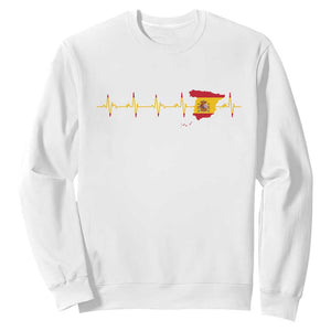 Spain Heartbeat EKG Espana Spanish Flag Map Sweatshirt TS14 White Print Your Wear