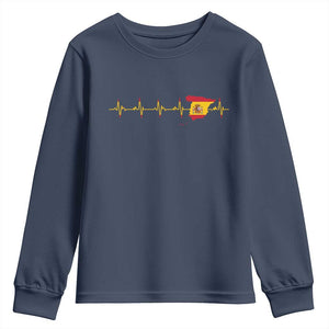Spain Heartbeat EKG Espana Spanish Flag Map Youth Sweatshirt TS14 Navy Print Your Wear