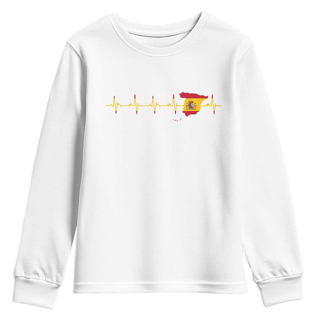 Spain Heartbeat EKG Espana Spanish Flag Map Youth Sweatshirt TS14 White Print Your Wear