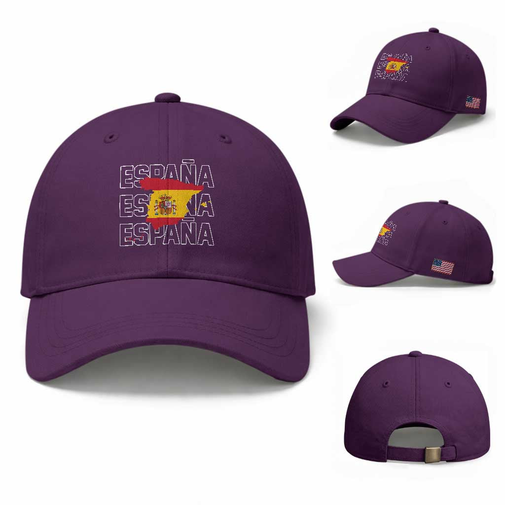 Espana Spain Map Pride Spanish Flag Baseball Cap TS14 Baseball Cap Universal Fit Purple Print Your Wear