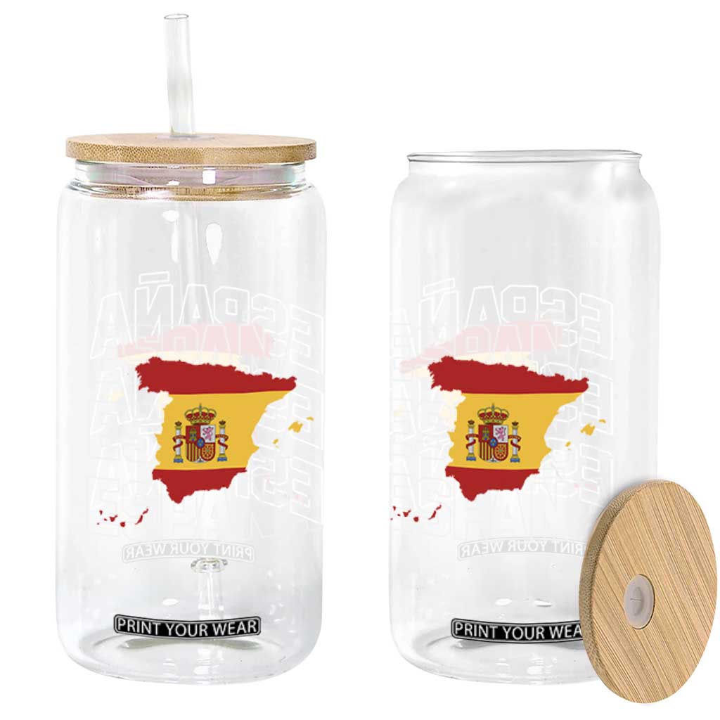 Espana Spain Map Pride Spanish Flag Glass Can TS14 Print Your Wear