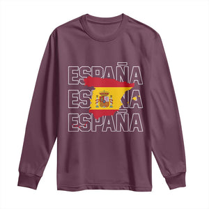Espana Spain Map Pride Spanish Flag Long Sleeve Shirt TS14 Maroon Print Your Wear