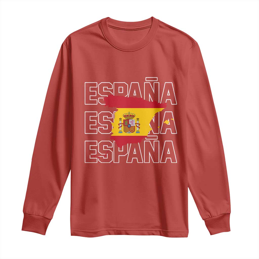 Espana Spain Map Pride Spanish Flag Long Sleeve Shirt TS14 Red Print Your Wear