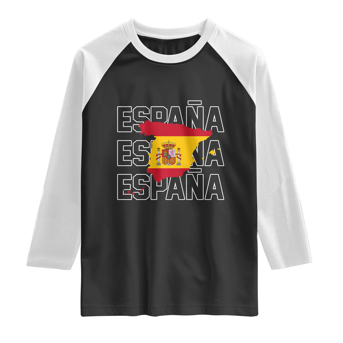 Espana Spain Map Pride Spanish Flag Raglan Shirt TS14 Black White Print Your Wear