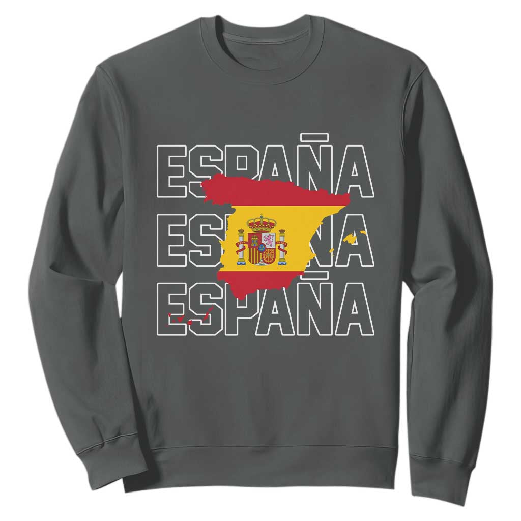 Espana Spain Map Pride Spanish Flag Sweatshirt TS14 Dark Heather Print Your Wear