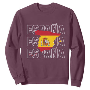 Espana Spain Map Pride Spanish Flag Sweatshirt TS14 Maroon Print Your Wear