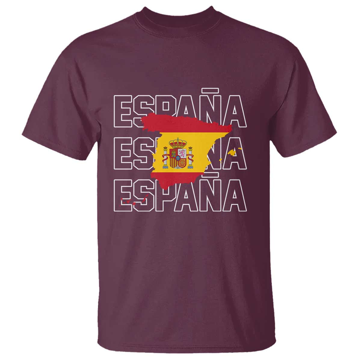 Espana Spain Map Pride Spanish Flag T Shirt TS14 Maroon Print Your Wear