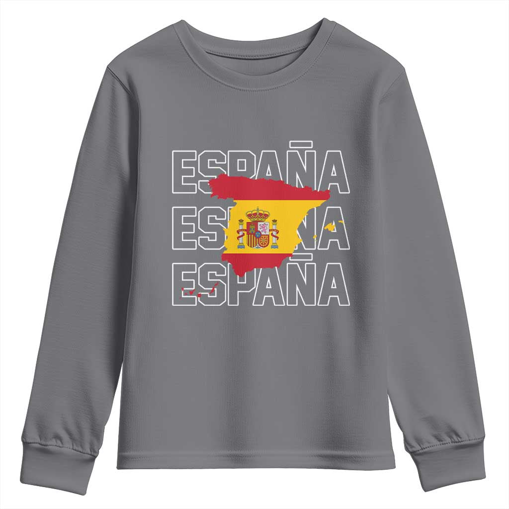 Espana Spain Map Pride Spanish Flag Youth Sweatshirt TS14 Charcoal Print Your Wear