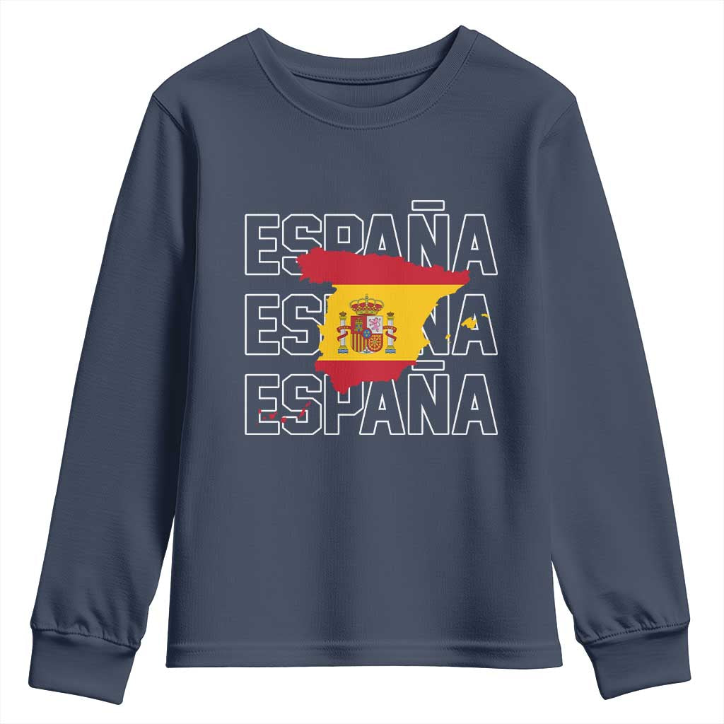 Espana Spain Map Pride Spanish Flag Youth Sweatshirt TS14 Navy Print Your Wear