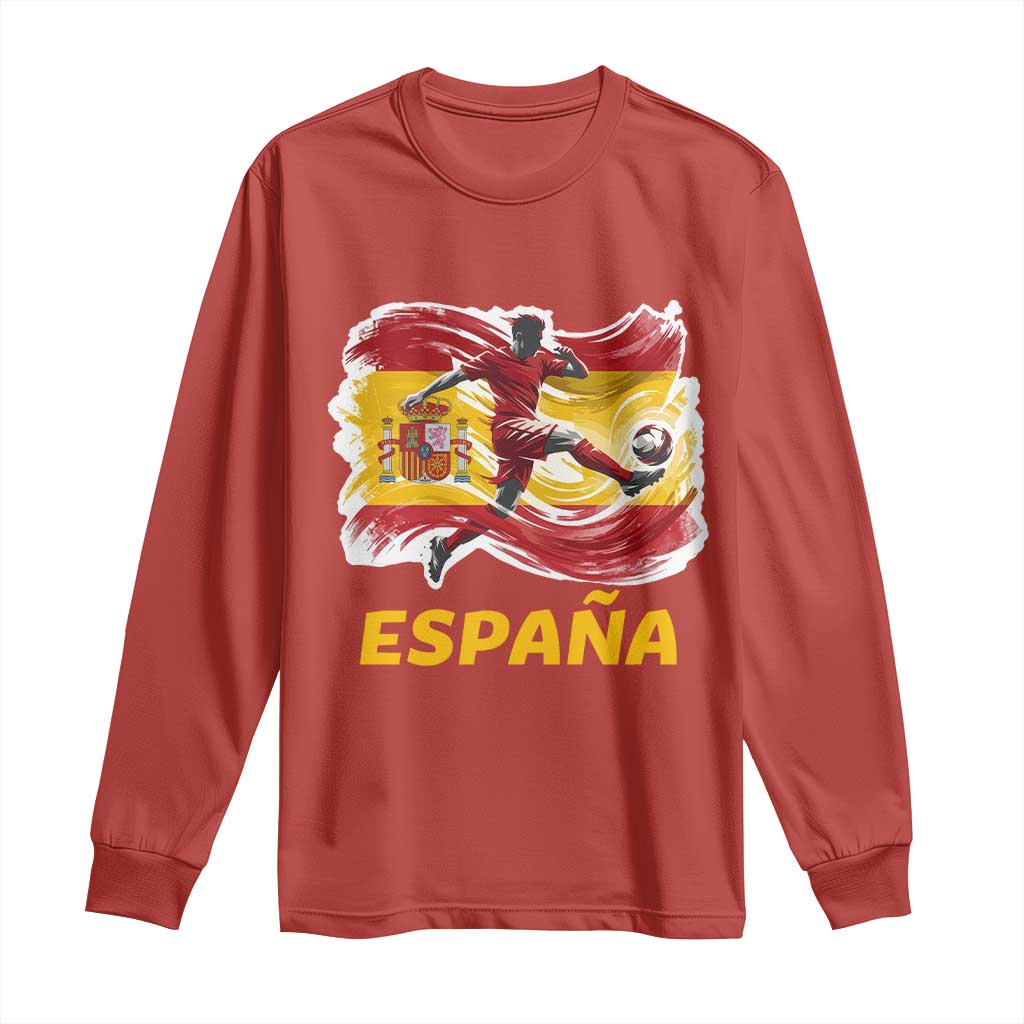 Spain Espana Soccer Football Fan Spanish Flag Long Sleeve Shirt TS14 Red Print Your Wear