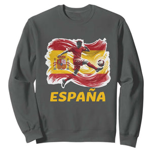 Spain Espana Soccer Football Fan Spanish Flag Sweatshirt TS14 Dark Heather Print Your Wear