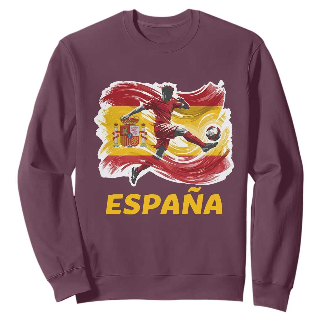 Spain Espana Soccer Football Fan Spanish Flag Sweatshirt TS14 Maroon Print Your Wear