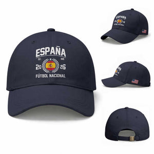 Spain 2026 Soccer Football Fan Spanish Flag Baseball Cap TS14 Baseball Cap Universal Fit Navy Print Your Wear