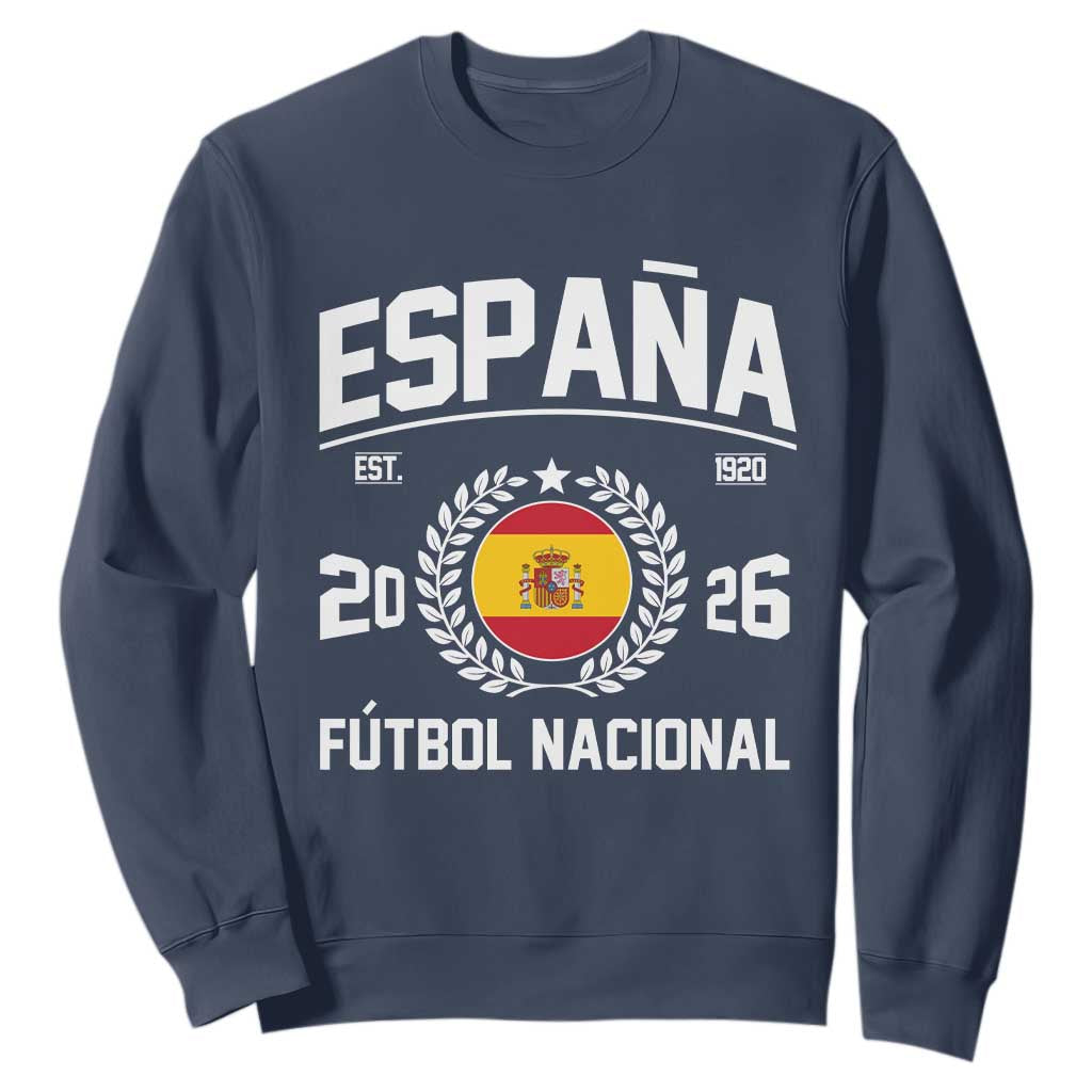 Spain 2026 Soccer Football Fan Spanish Flag Sweatshirt TS14 Navy Print Your Wear