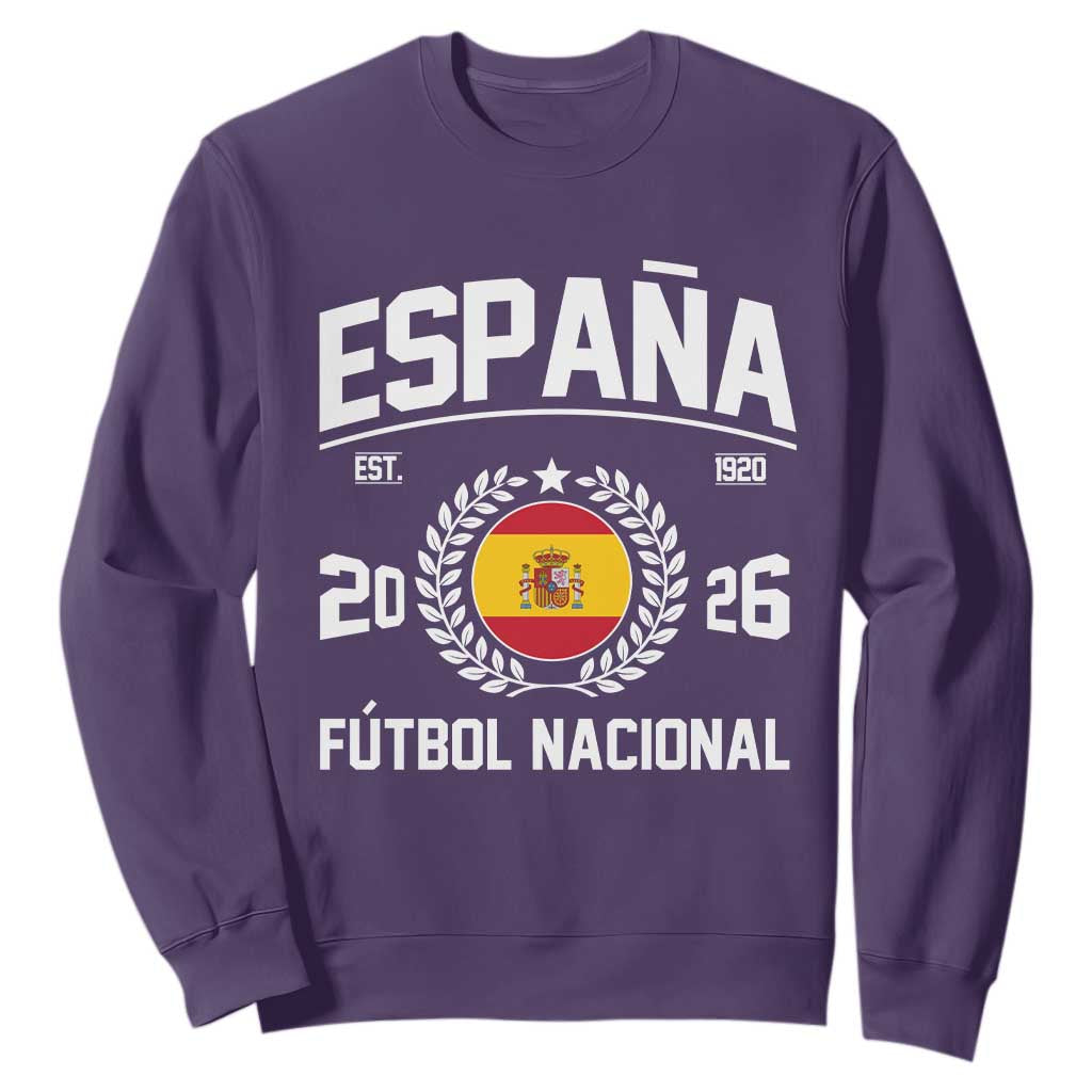 Spain 2026 Soccer Football Fan Spanish Flag Sweatshirt TS14 Purple Print Your Wear