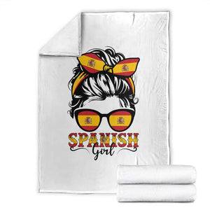 Espana Spain Messy Bun Girl Spanish Flag Throw Blanket TS14 White Print Your Wear