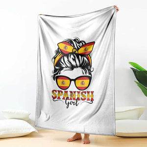 Espana Spain Messy Bun Girl Spanish Flag Throw Blanket TS14 Print Your Wear