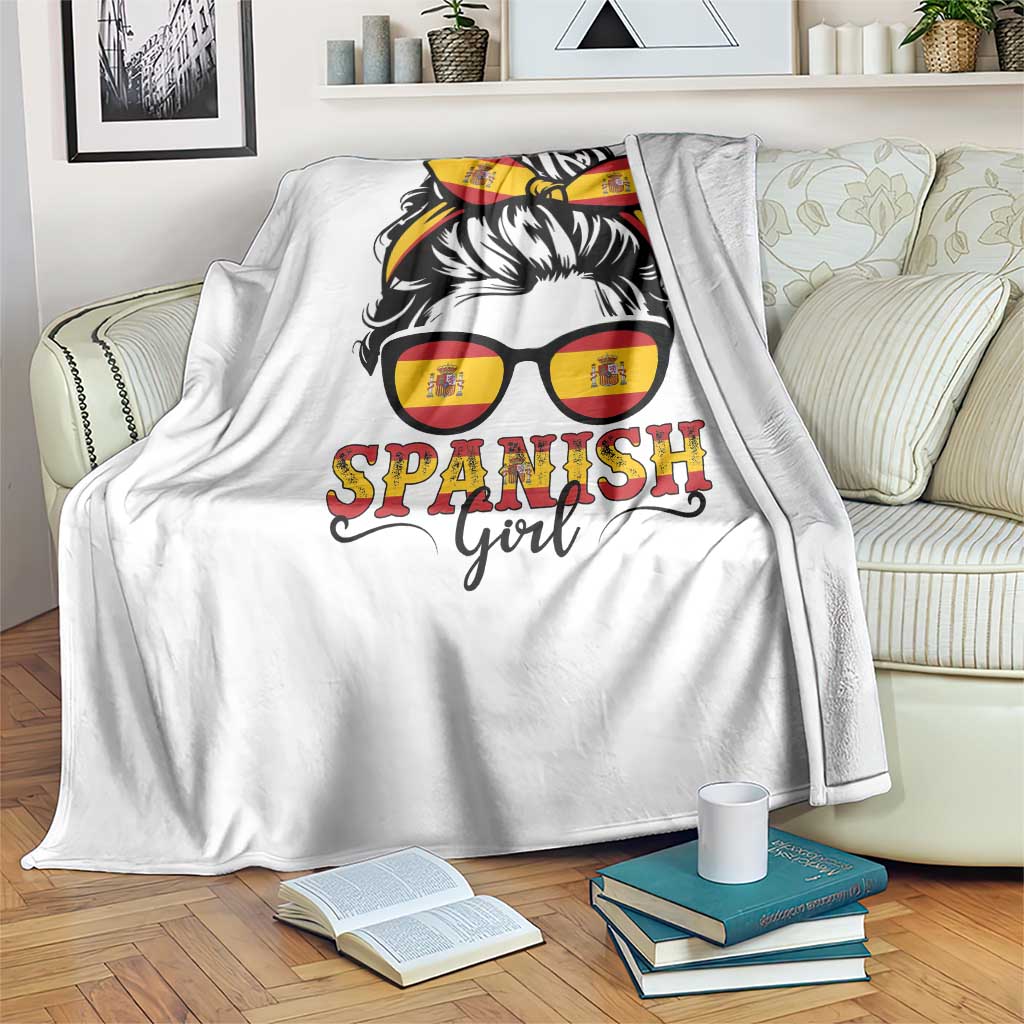 Espana Spain Messy Bun Girl Spanish Flag Throw Blanket TS14 Print Your Wear