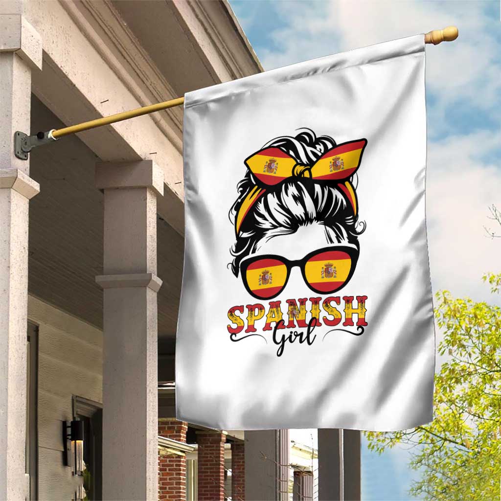 Espana Spain Messy Bun Girl Spanish Flag Garden Flag TS14 Print Your Wear