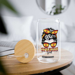Espana Spain Messy Bun Girl Spanish Flag Glass Can TS14 Print Your Wear