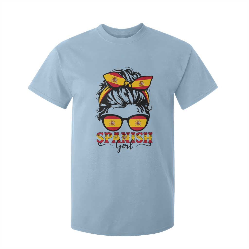 Espana Spain Messy Bun Girl Spanish Flag T Shirt For Kid TS14 Light Blue Print Your Wear