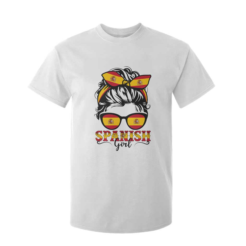Espana Spain Messy Bun Girl Spanish Flag T Shirt For Kid TS14 White Print Your Wear