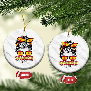 Espana Spain Messy Bun Girl Spanish Flag Ceramic Ornament TS14 1pc White Marble Print Your Wear