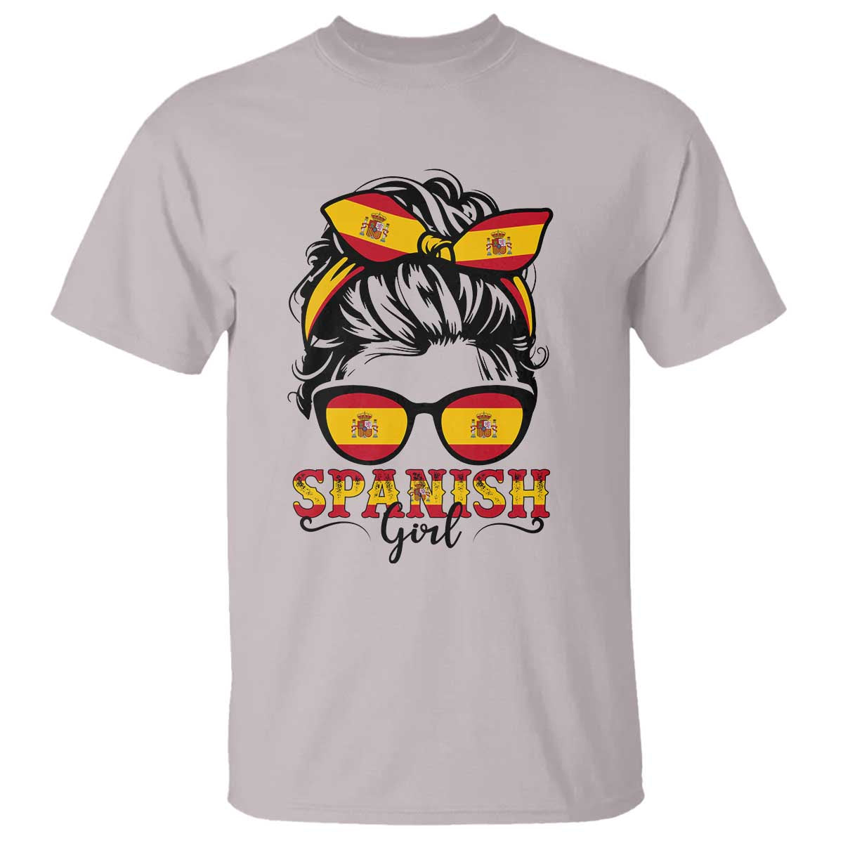 Espana Spain Messy Bun Girl Spanish Flag T Shirt TS14 Ice Gray Print Your Wear
