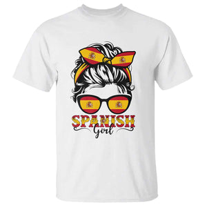 Espana Spain Messy Bun Girl Spanish Flag T Shirt TS14 White Print Your Wear