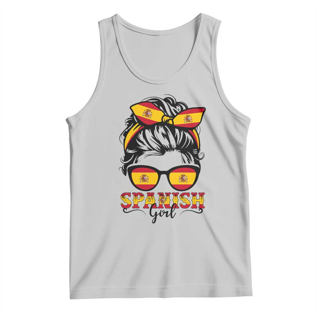 Espana Spain Messy Bun Girl Spanish Flag Tank Top TS14 Ash Print Your Wear