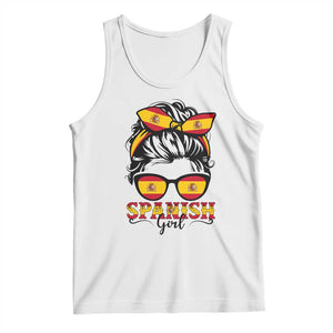 Espana Spain Messy Bun Girl Spanish Flag Tank Top TS14 White Print Your Wear